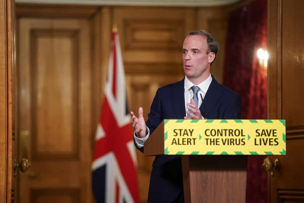 Foreign Secretary Dominic Raab at the Downing Street press conference