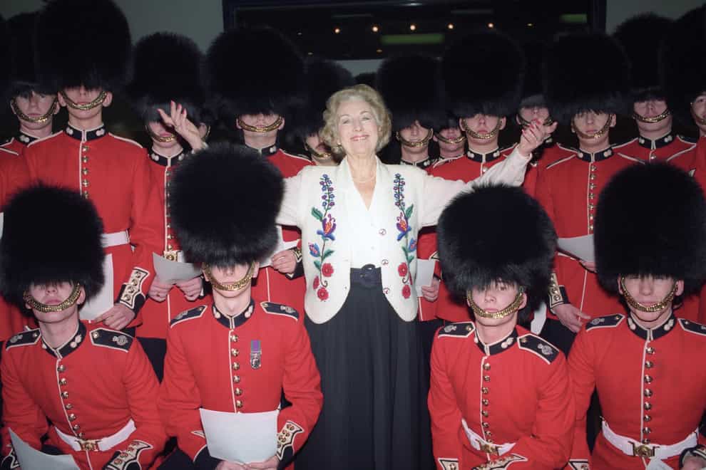 Dame Vera Lynn singing with the troops at a London recording studio in 1991 