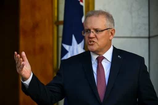 Australian Prime Minister Scott Morrison speaks during a press conference at Parliament House in Canberra