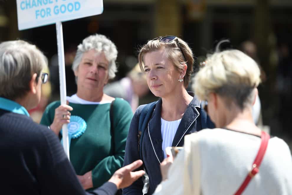 Katie Hopkins talks to Brexit Party supporters in Peterborough 