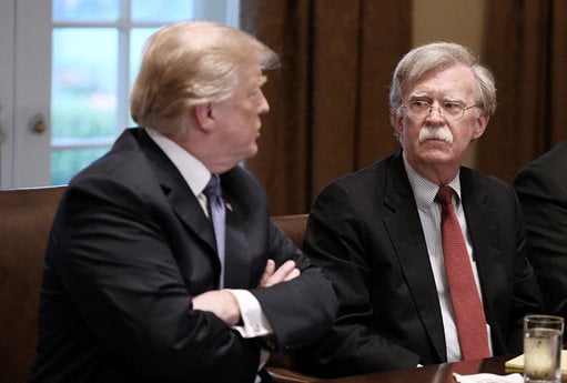 John Bolton with his former boss Donald Trump, who tried to get the ex National Security Adviser's book blocked 