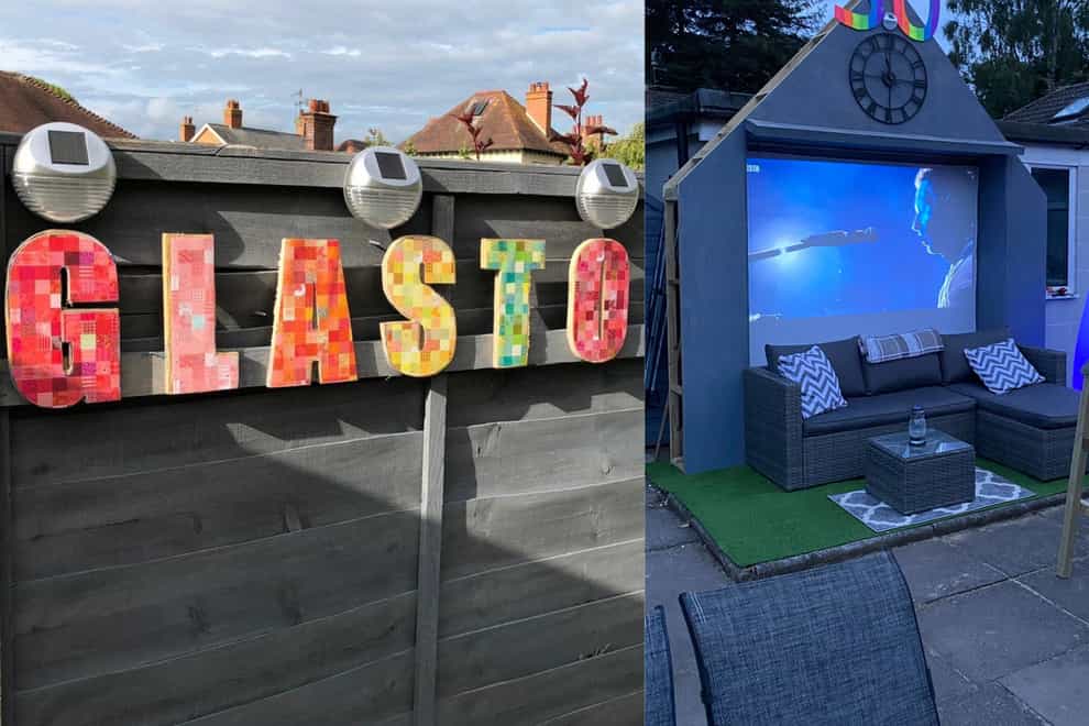 The Rees family have made up their back garden to look like Glastonbury