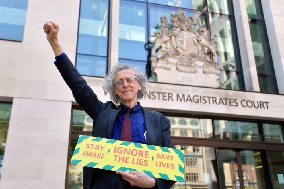 Piers Corbyn, outside Westminster Magistrates' Court, London (Victoria Jones/PA)