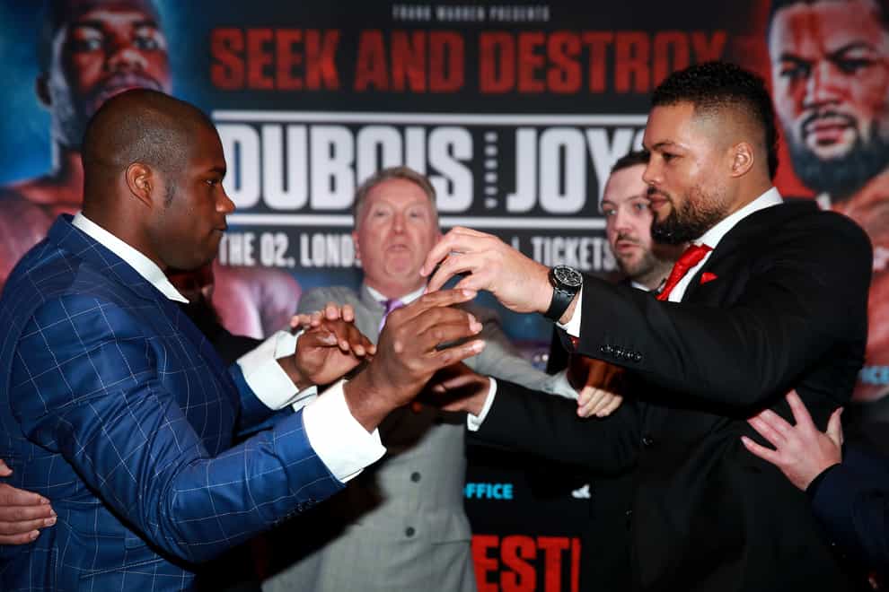 <p>Daniel Dubois, left, and Joe Joyce, right, fight on Saturday</p>