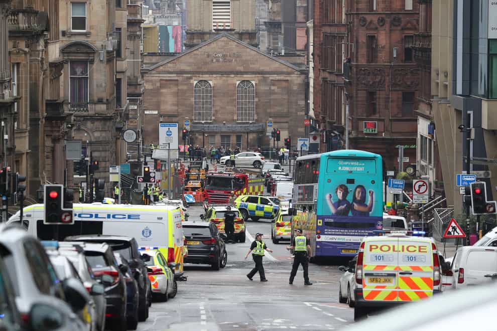 The scene in West George Street, Glasgow