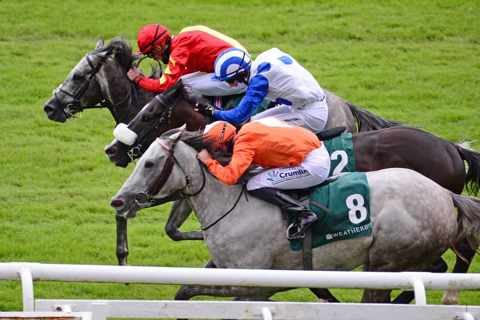 Speak in Colours (top) came out best in a thrilling Greenlands Stakes