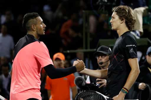Nick Kyrgios (left) has blasted Alexander Zverev (right) for partying when he was meant to be self-isolating 