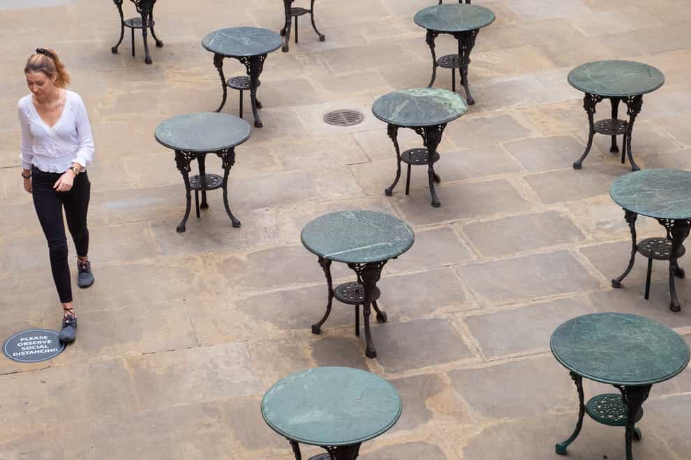 Tables are spread apart outside