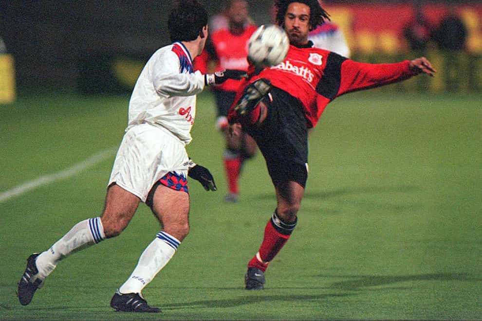 Jason Lee, right, in action for Nottingham Forest in the 1990s
