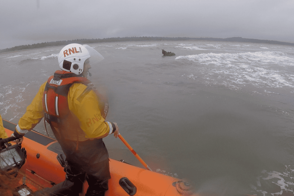 A runaway horse was rescued by the RNLI after swimming more than a mile out to sea in western Ireland