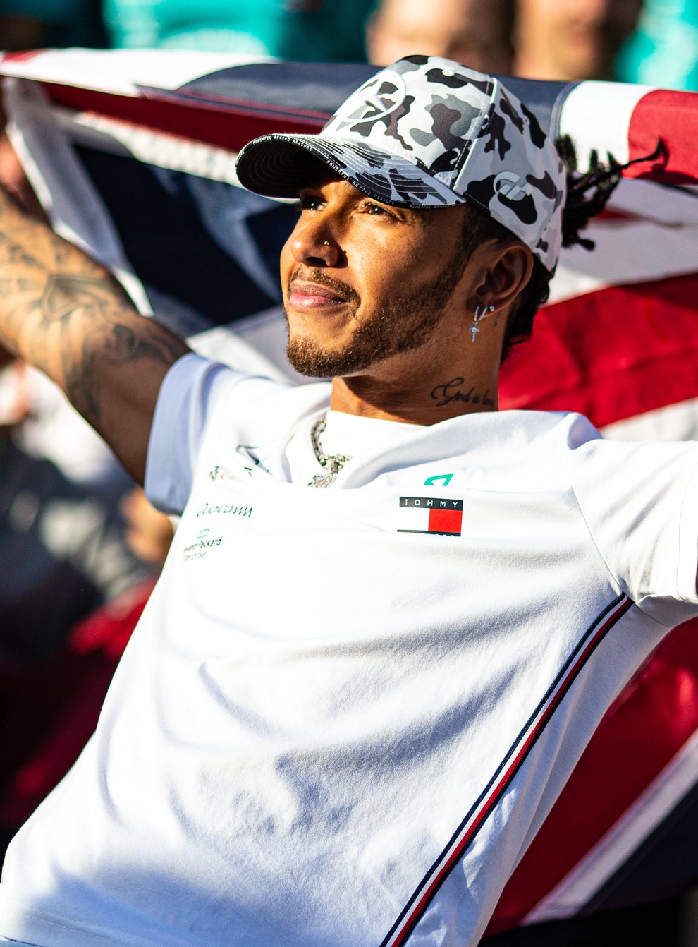Lewis Hamilton celebrates winning his sixth world championship