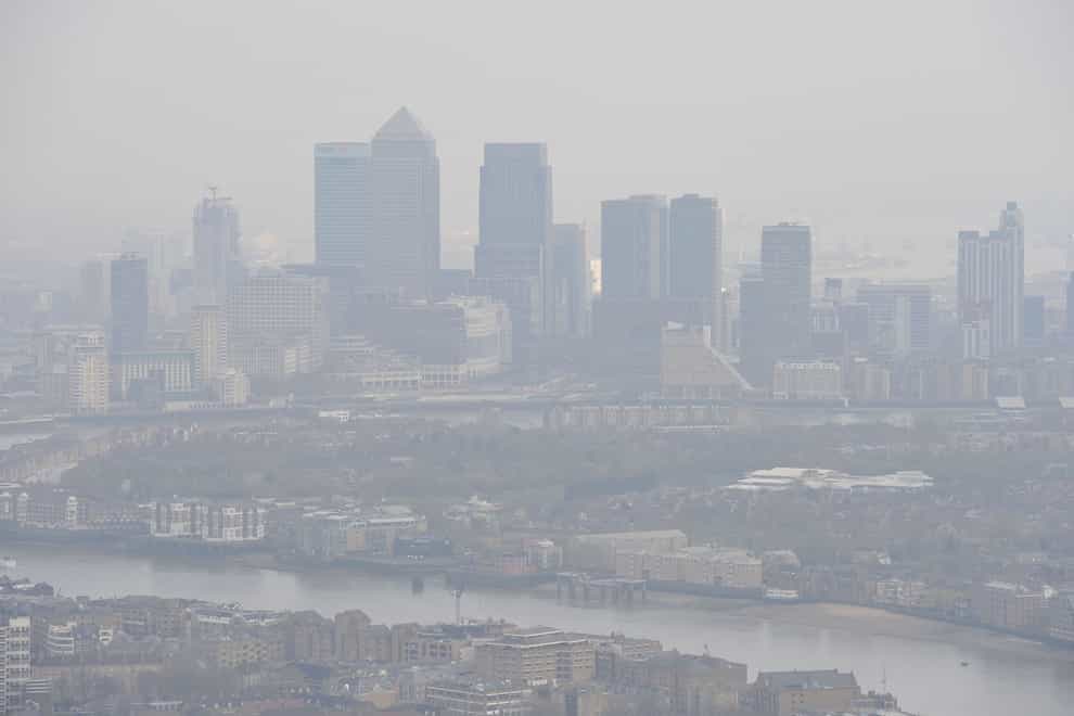 A hazy London skyline caused by air pollution