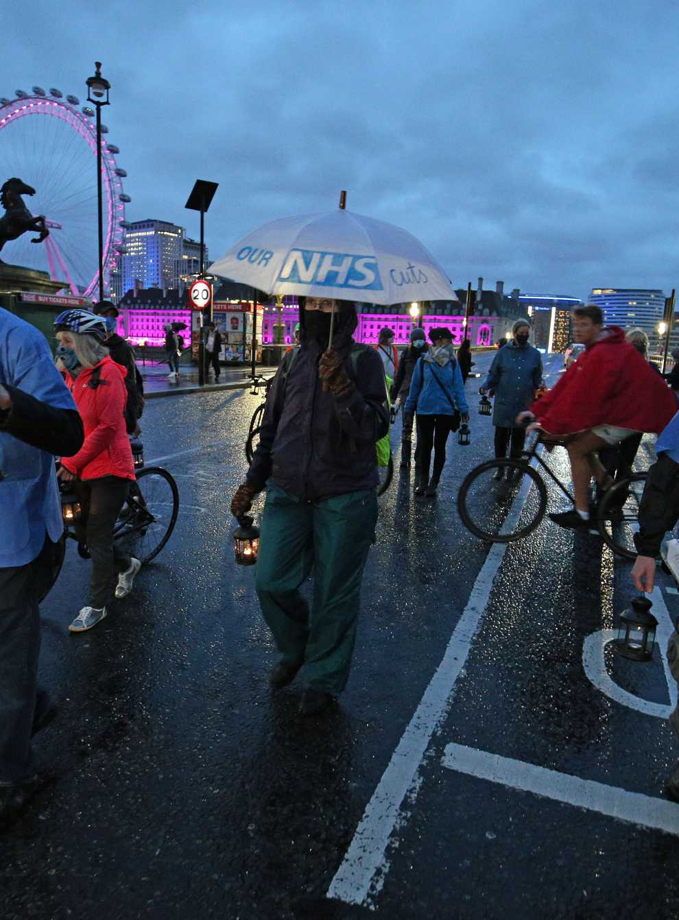 NHS staff and campaigners took part in a candlelit procession for those who have died with coronavirus