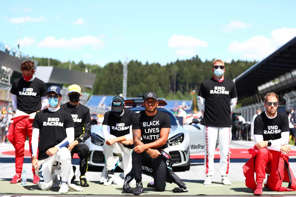 Lewis Hamilton led the "take a knee" stance in Spielberg but six drivers remained stood