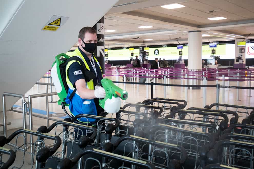Luggage trolleys disinfected at Edinburgh Airport