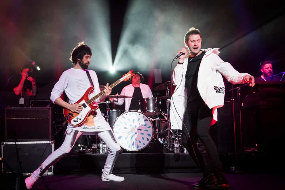 <p>Meighan (right) parted ways with Kasabian earlier this year after the assault conviction</p>