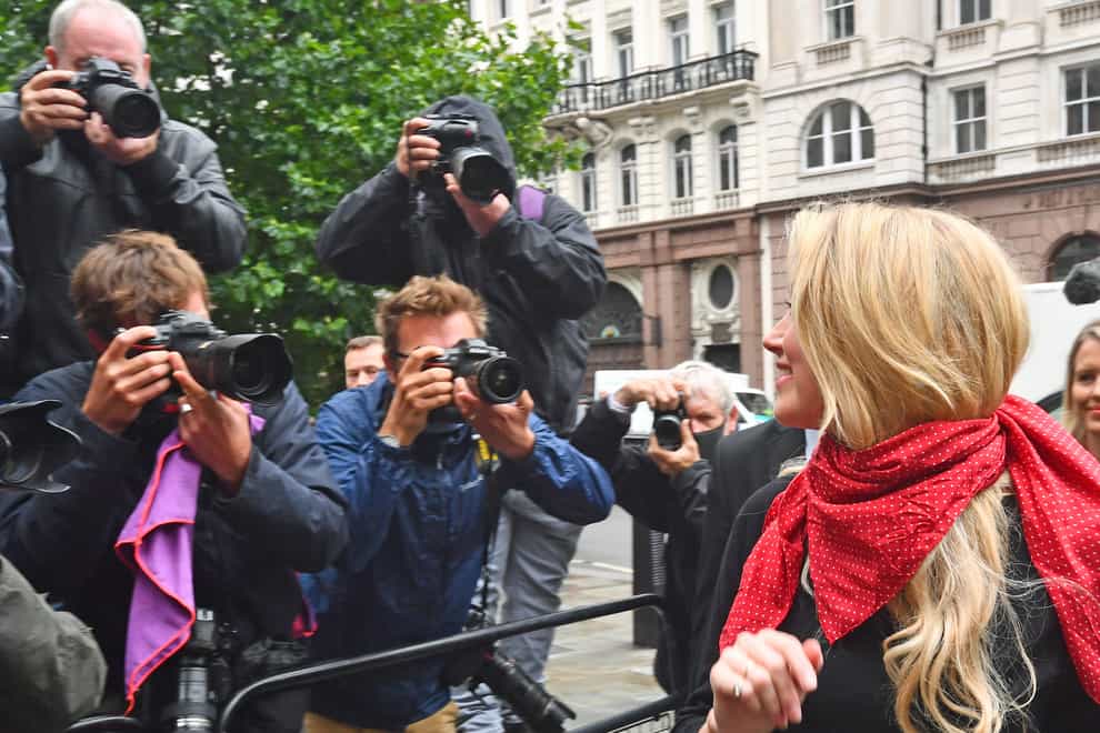 Actress Amber Heard (right) arriving at the High Court in London (Victoria Jones/PA)