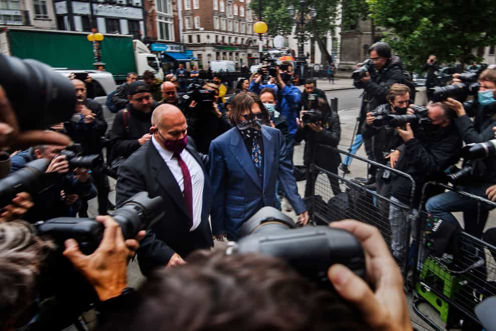 Actor Johnny Depp arriving at the High Court (Victoria Jones/PA)