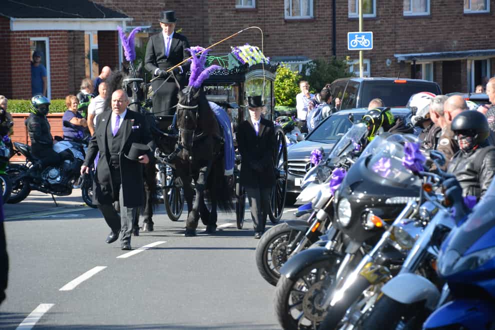 Hundreds of bikers join the funeral procession for 16-year-old murder victim Louise Smith (Ben Mitchell/PA)