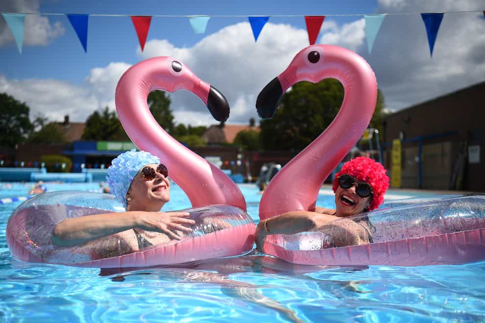 Swimmers Nicola Foster and Jessica Walker enjoy the water at Charlton Lido