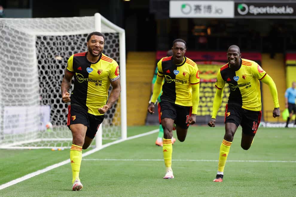 Watford’s Troy Deeney celebrates scoring his second goal