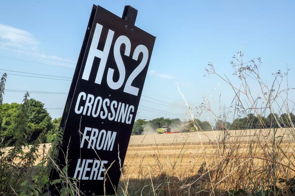 A HS2 sign in Buckinghamshire