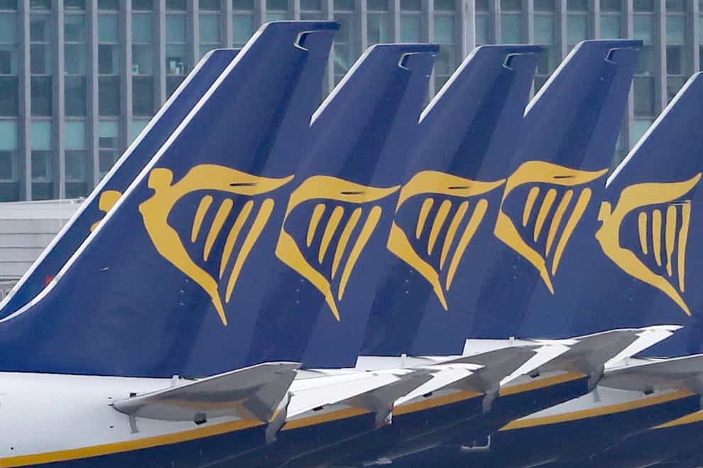 Ryanair jets parked on the runway at Dublin Airport