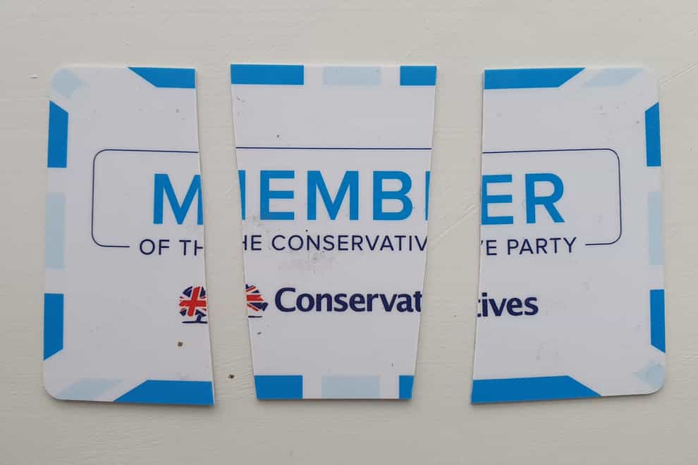 A destroyed Conservative membership card
