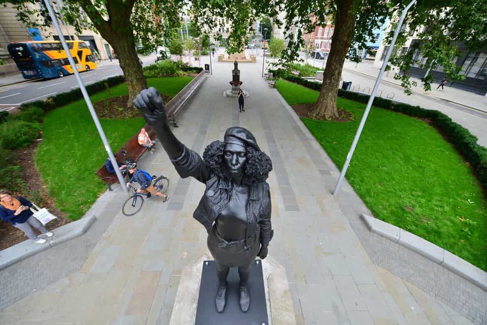 The statue installed in Bristol on the site of the fallen statue of the slave trader Edward Colston was taken down on Thursday