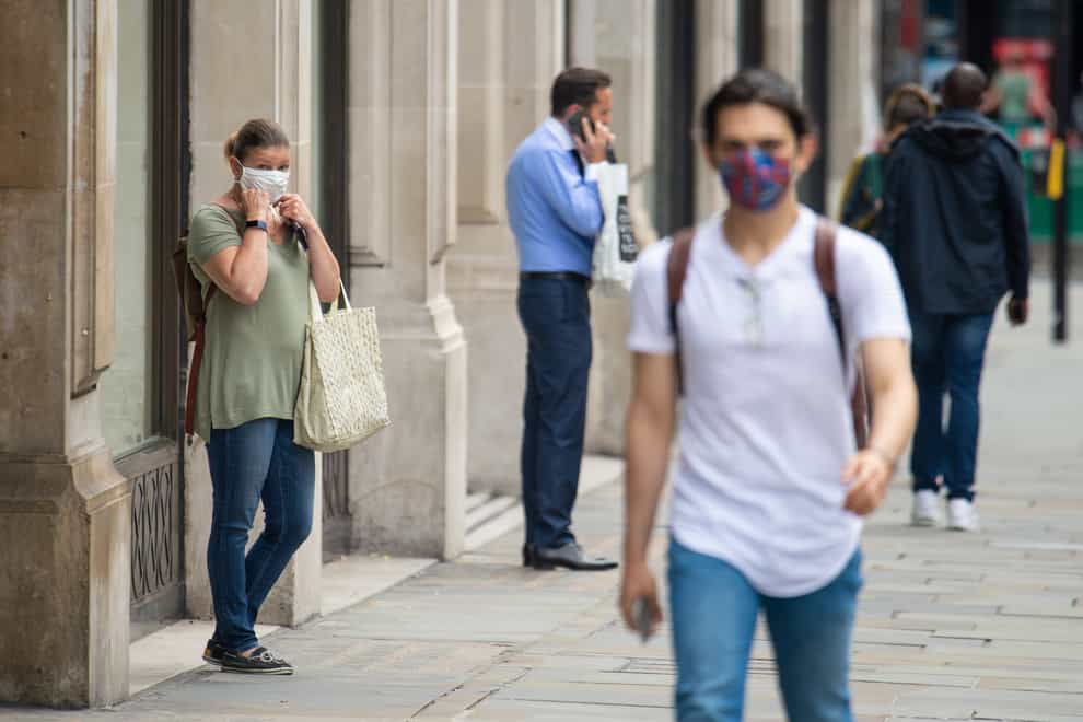 Shoppers wearing face masks