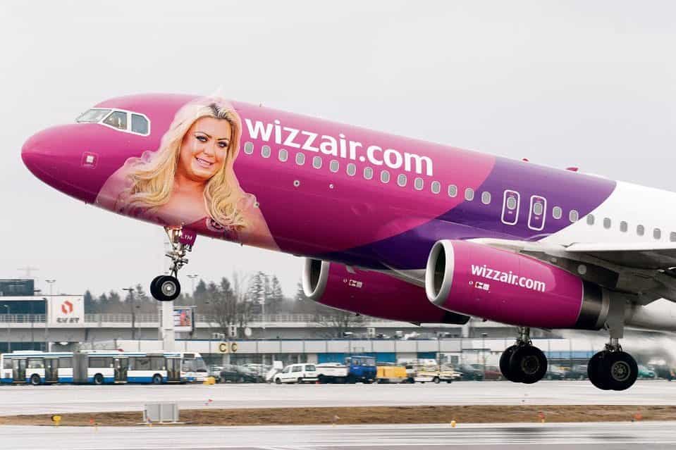 Collins unveiled herself as the face of Wizz Air on Instagram 