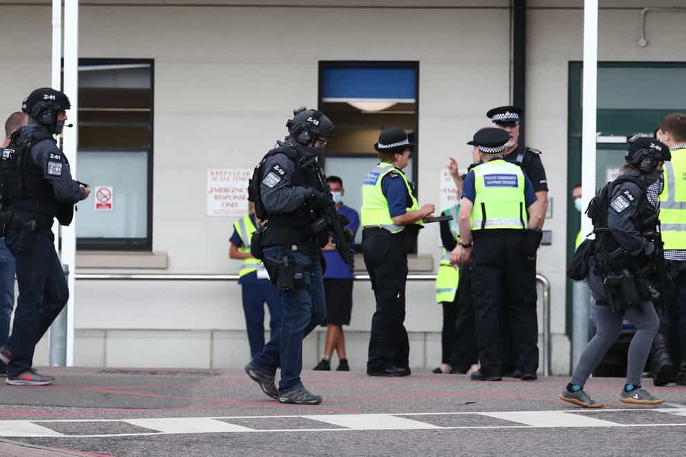 Counter Terrorist Specialist Firearms Officers at the Royal Sussex County Hospital in Brighton