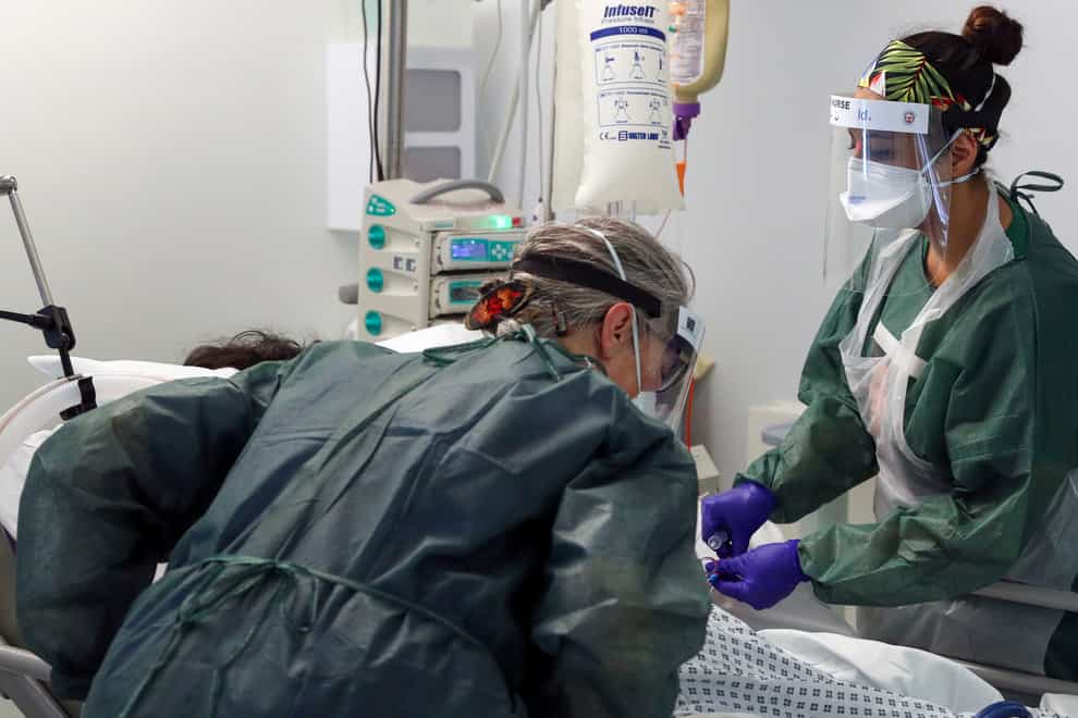 A coronavirus patient being treated in ICU
