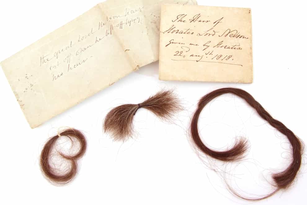 Locks of Lord Nelson’s hair will be sold at auction at Keys Auctioneers and Valuers in Aylsham, Norfolk
