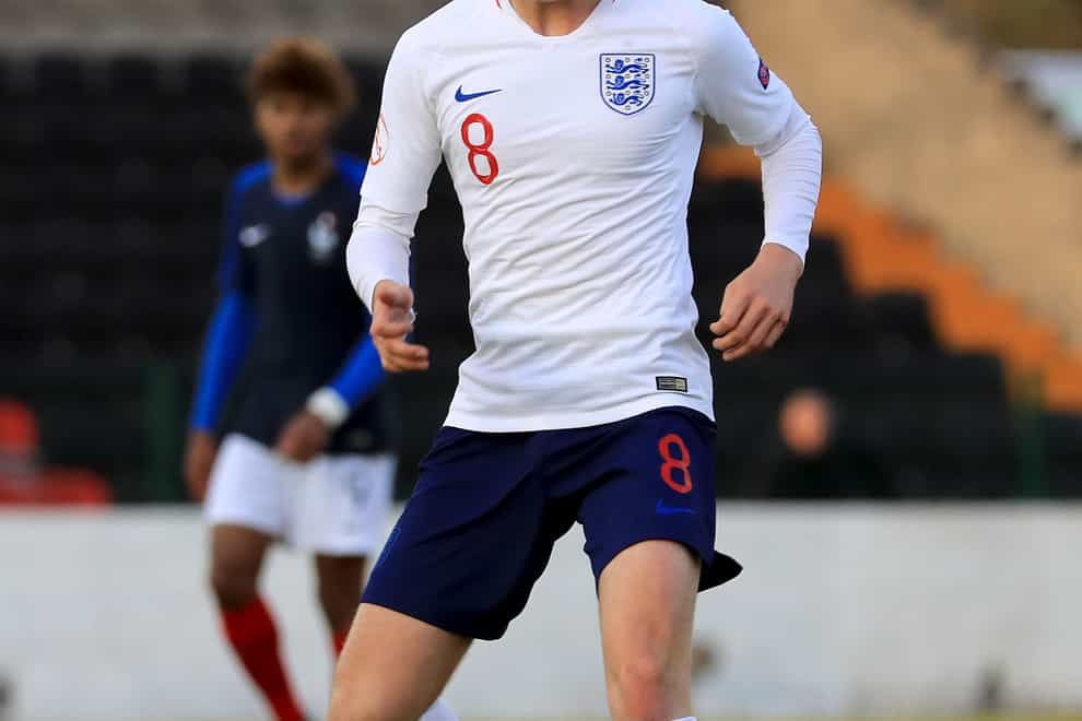 Jensen Weir, pictured playing for England Under-17s, has left Wigan for Brighton
