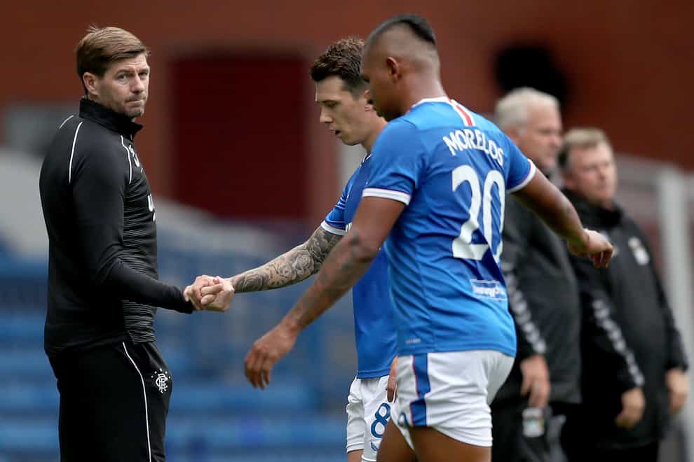 Alfredo Morelos looked unhappy after being replaced during Rangers' weekend win over Coventry