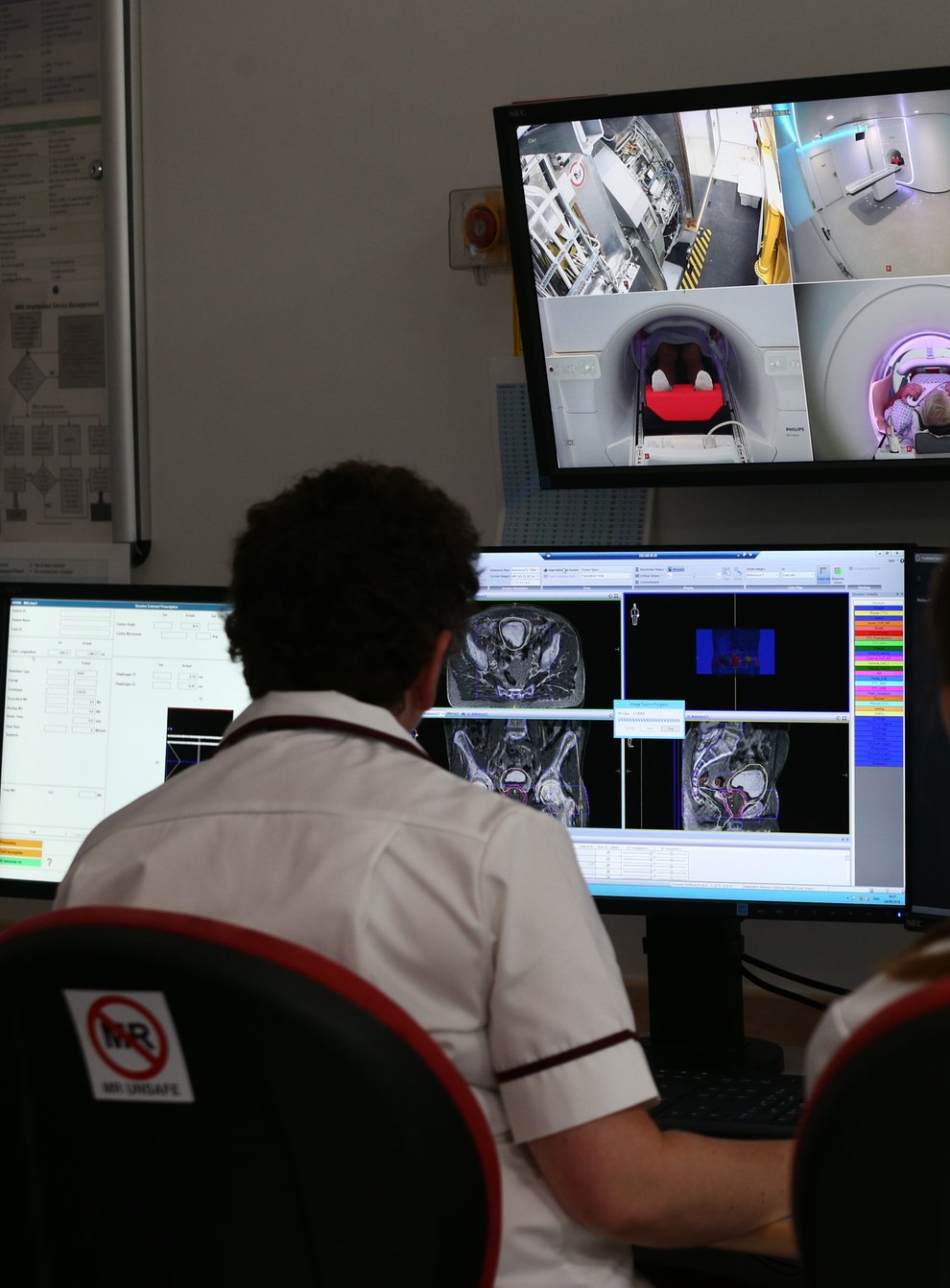 Staff monitor a patient's cancer treatment at the Royal Marsden Hospital in Surrey