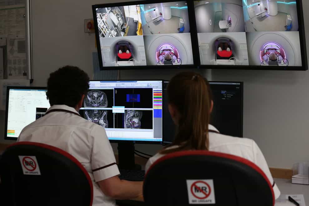 Staff monitor a patient's cancer treatment at the Royal Marsden Hospital in Surrey