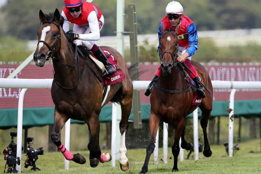 Deirdre (left) emerged victorious in last year's Nassau Stakes