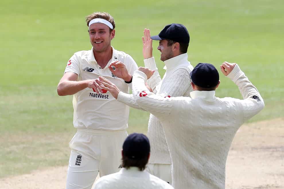 Stuart Broad, left, took his 500th Test wicket for England against the West Indies