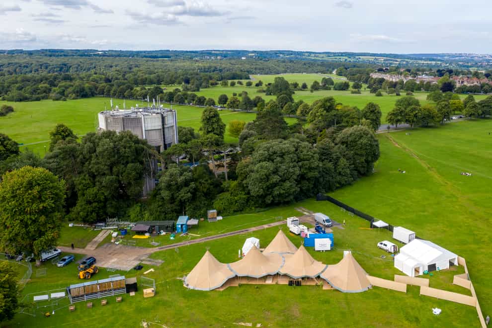 The teepee village has been constructed for a new outdoor pop-up restaurant and pub garden (Steve Parsons/PA)