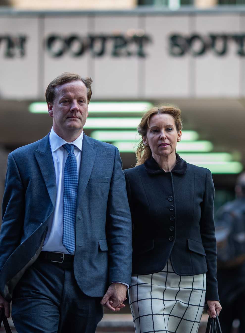 Former Conservative MP Charlie Elphicke, with his wife and current MP for Dover Natalie Elphicke, at Southwark Crown Court in London where he was on trial accused of three counts of sexually assaulting two women