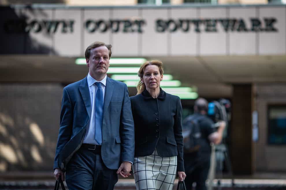 Former Conservative MP Charlie Elphicke, with his wife and current MP for Dover Natalie Elphicke, at Southwark Crown Court in London where he was on trial accused of three counts of sexually assaulting two women