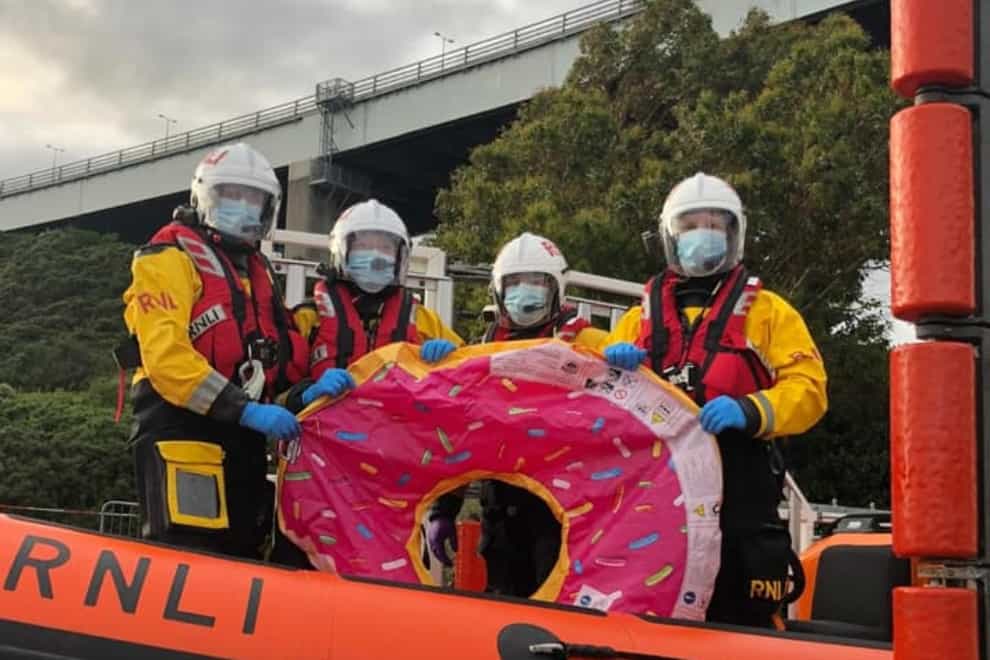 Lifeboat crew with inflatable
