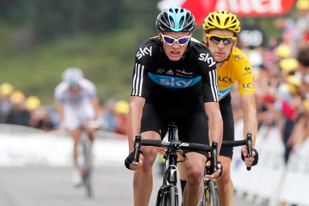 Froome (front) finished second at the 2012 Tour when Wiggins won the race