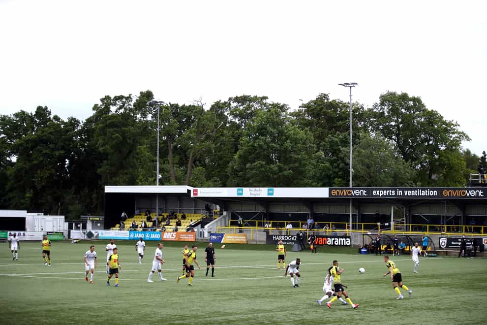 The artificial pitch at Harrogate's CNG Stadium will be replaced from Tuesday