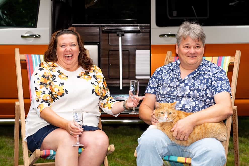 Paula and Andrew Hancock, along with their cat Shortcake