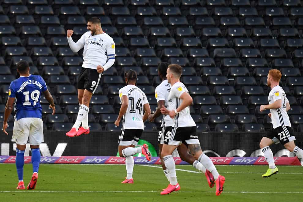Aleksandar Mitrovic, centre, has scored more than 20 goals for Fulham during the 2019-20 Sky Bet Championship season
