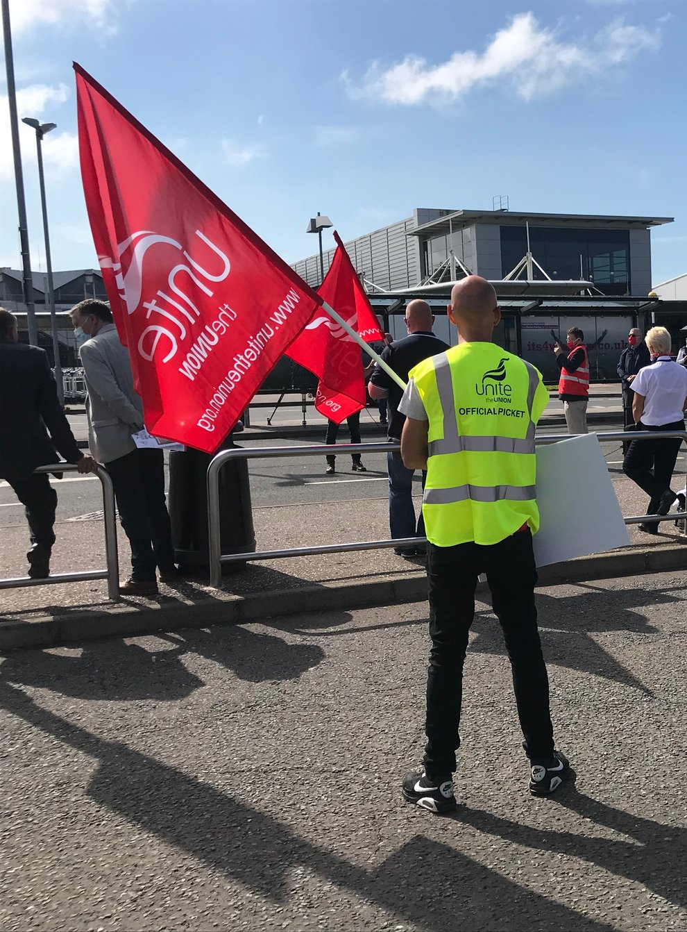 Aviation workers staged a demonstration at Belfast International Airport