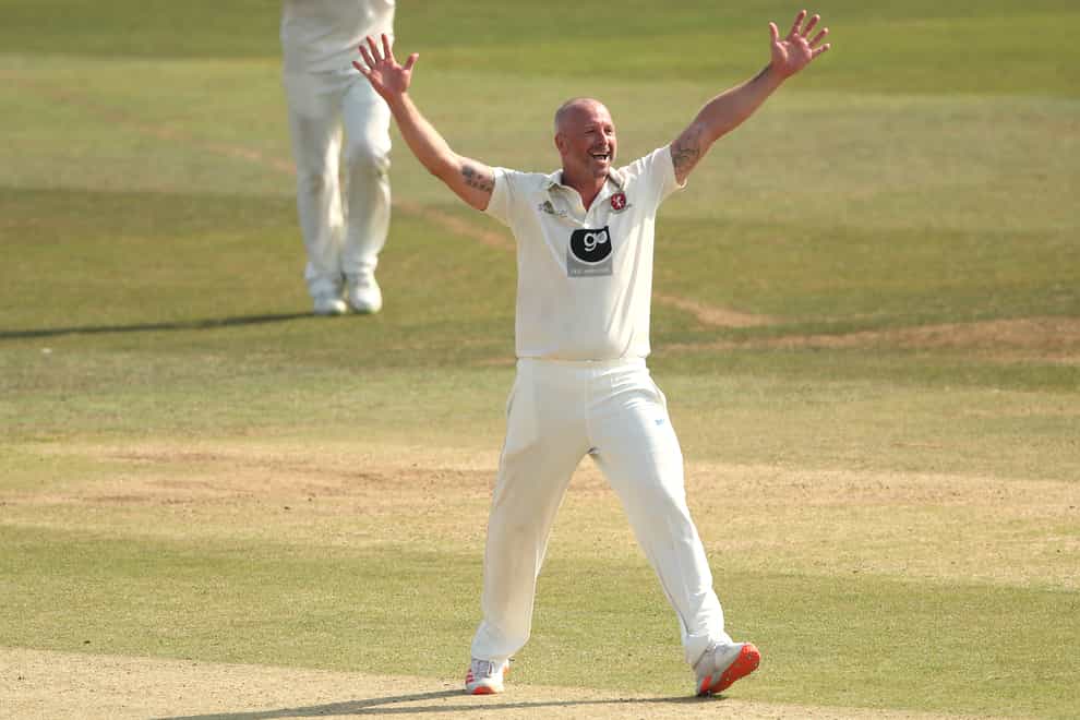 Kent’s Darren Stevens celebrated a five-wicket against Sussex in Canterbury